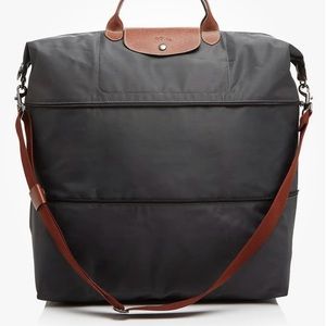 DISCONTINUED color Longchamp le pliage expandable travel tote gunmetal grey